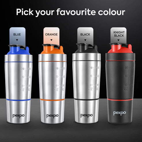 Pexpo Kinetic Stainless Steel Shaker with extra Compartment