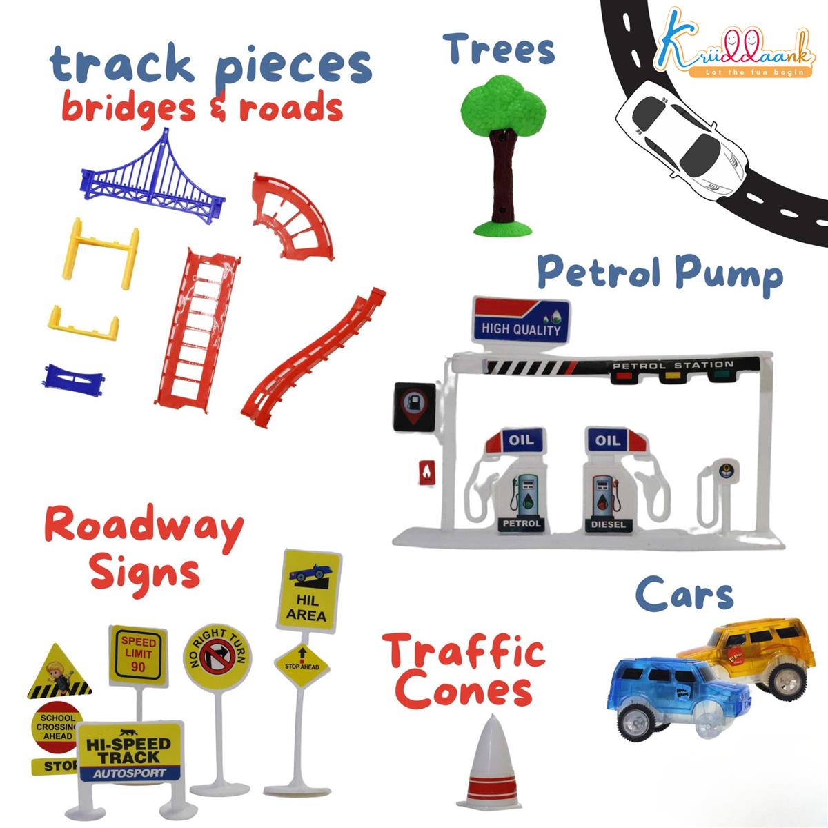 Kriiddaank Avenger Theme Portable Car Track Playset - 86 Pcs
