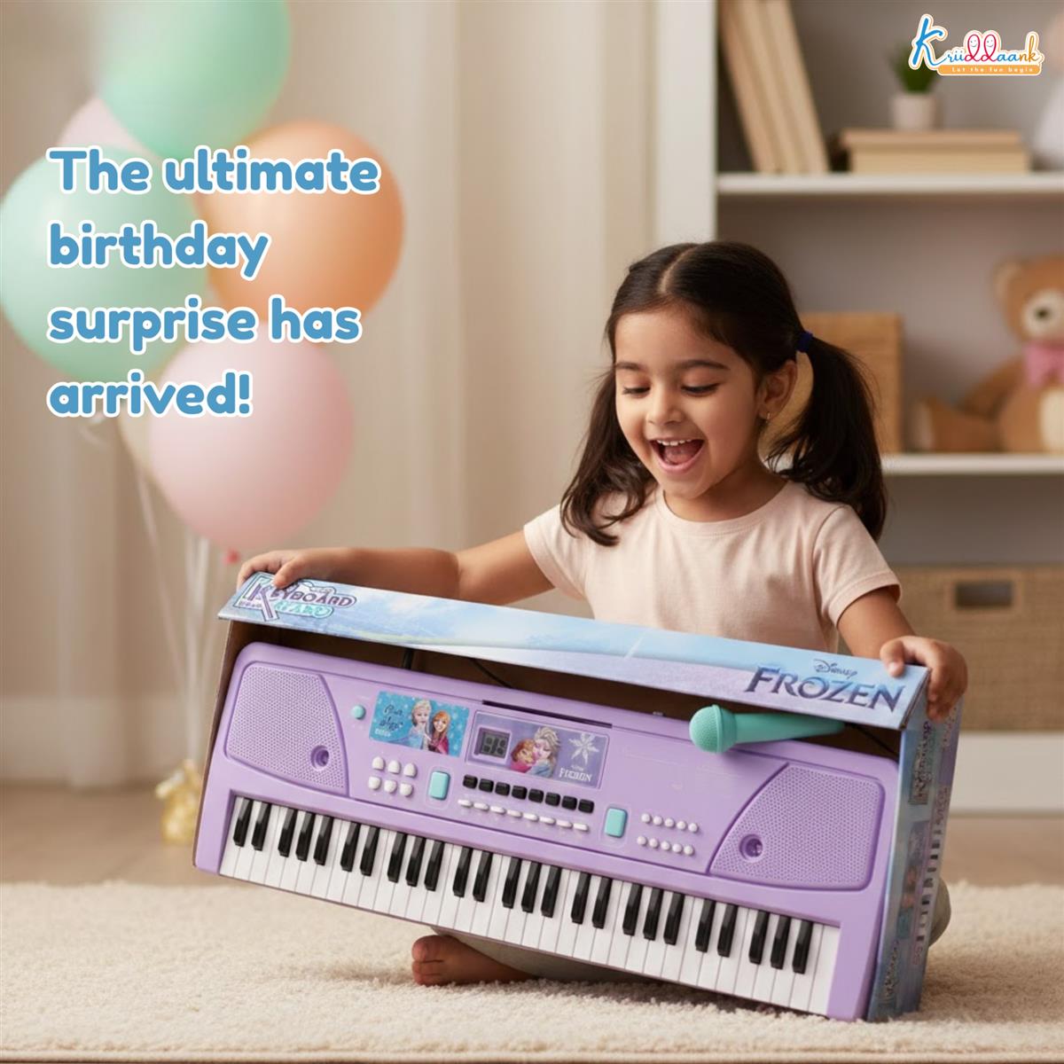 Kriiddaank Frozen Keyboard Piano for Kids - 61 Scale Organ Keys Purple