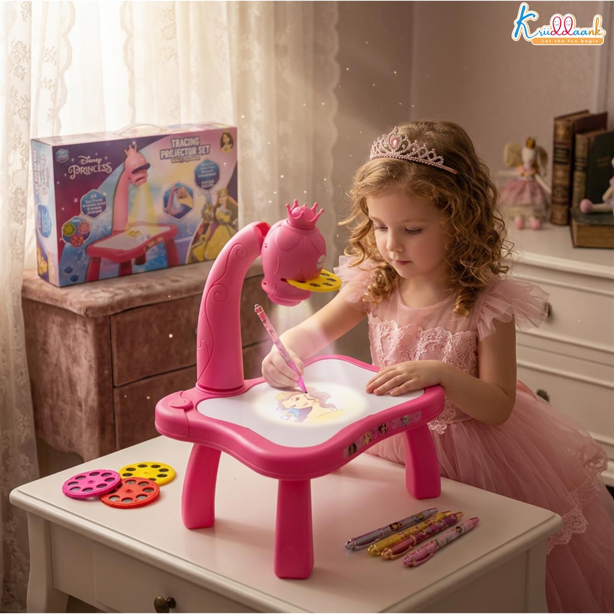 Kriiddaank Disney Princess Tracing Projector for Kids Pink