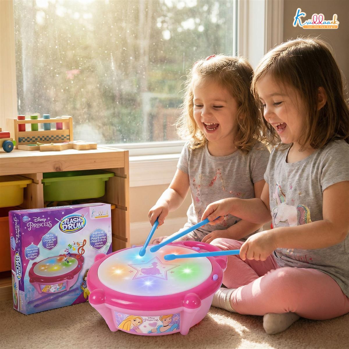Kriiddaank Disney Princess Flash Drum Toy for Girls
