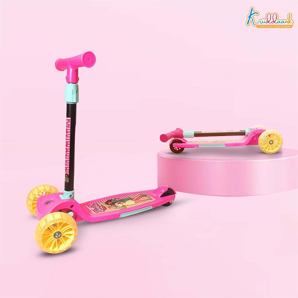 Kriiddaank Barbie Adventure 3-Wheel Kick Scooter for Kids (Ages 3-12), 5-Level