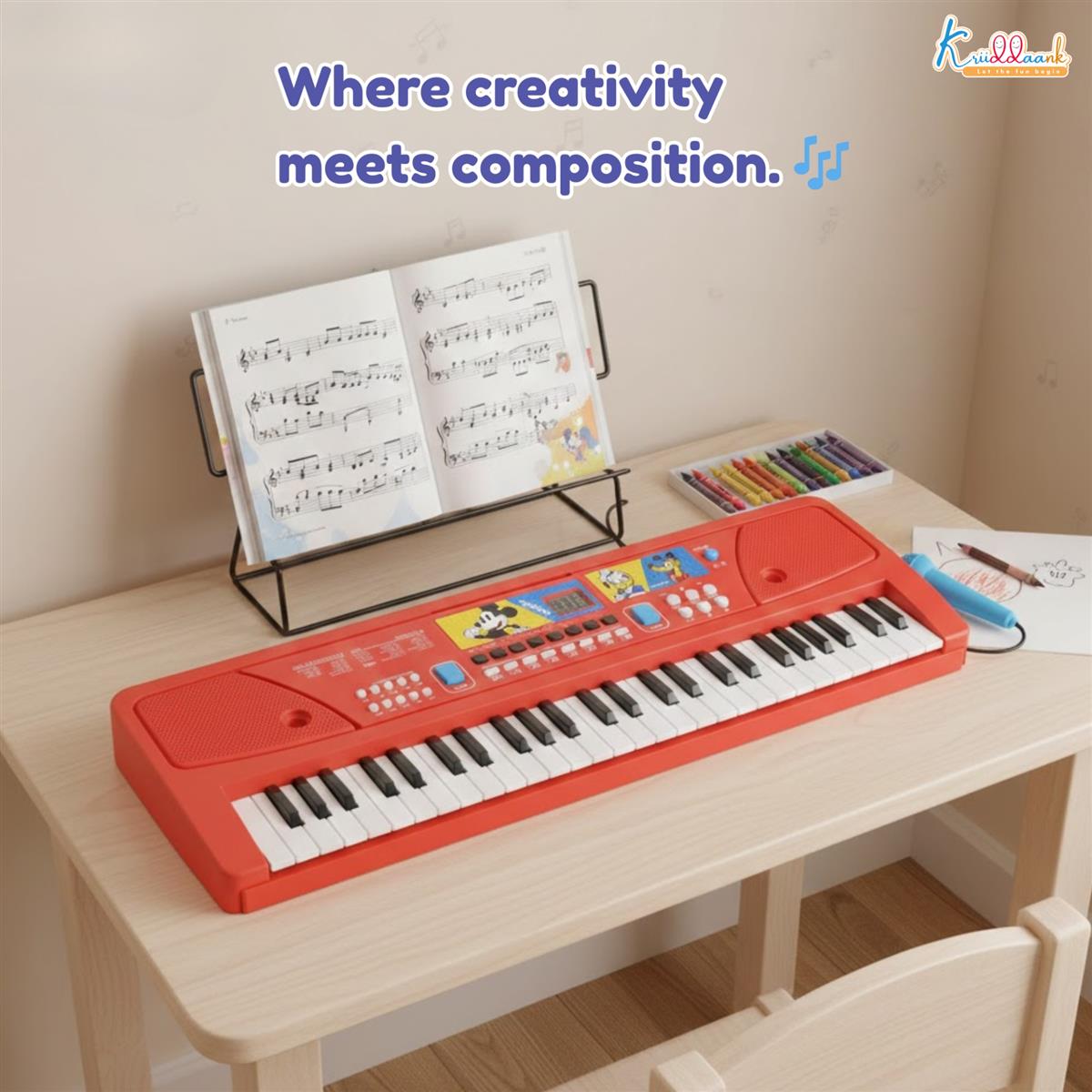 Kriiddaank Mickey Keyboard Piano for Kids - 60 Keys