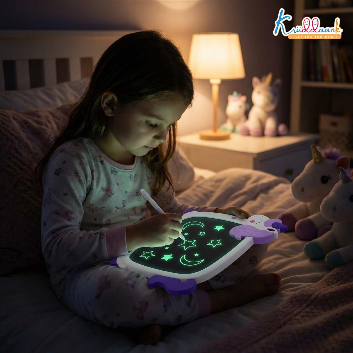 Kriiddaank 8.9" Unicorn LCD Writing Tablet for Kids, White