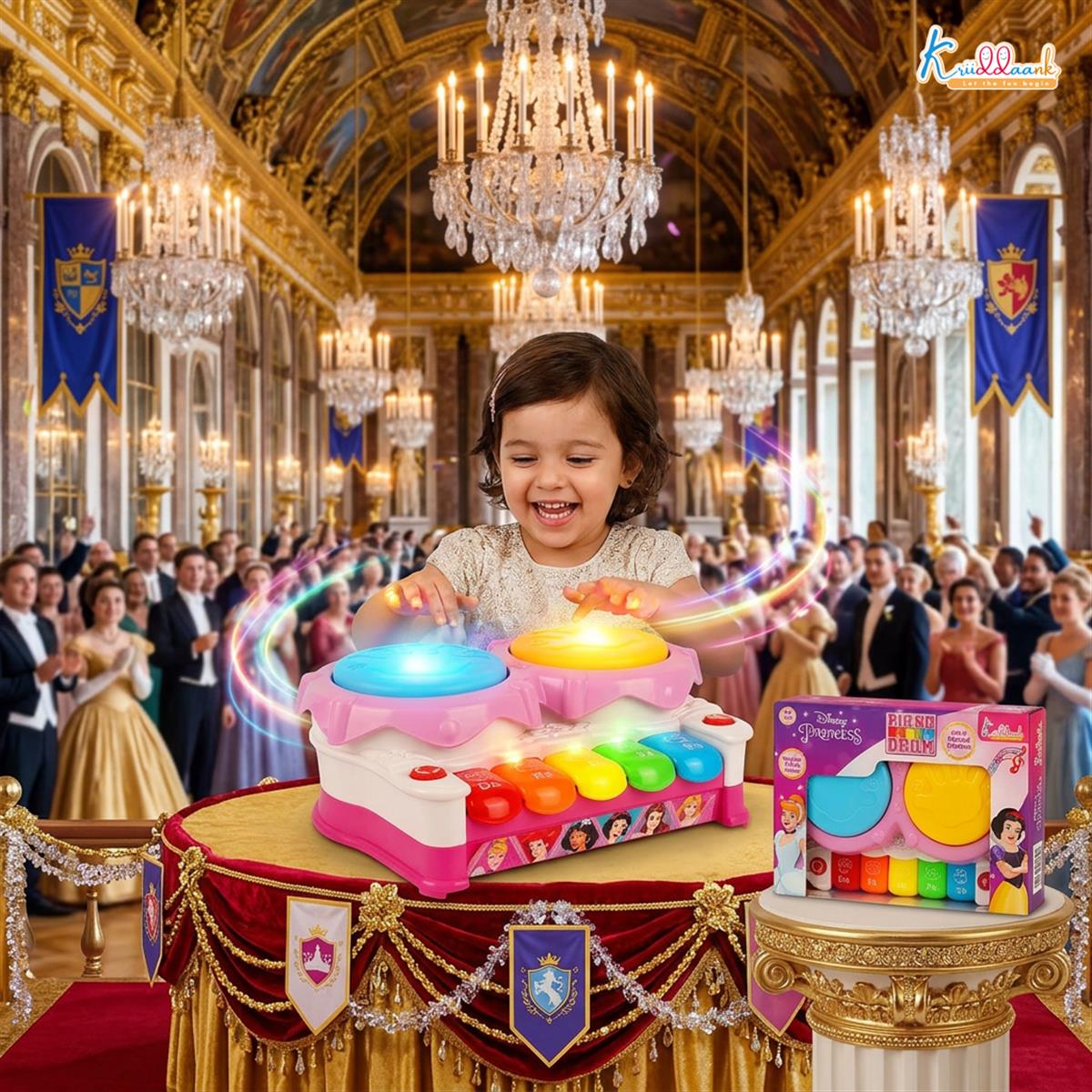 Kriiddaank Disney Princess Piano Drum Playset - Interactive Electronic Musical Toy