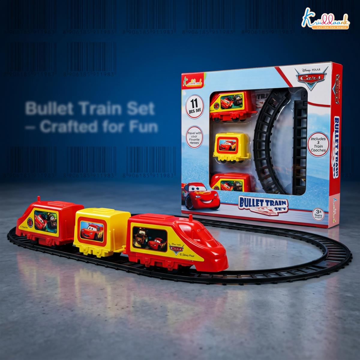 Kriiddaank Disney Pixar Cars Train Set- 11 Piece