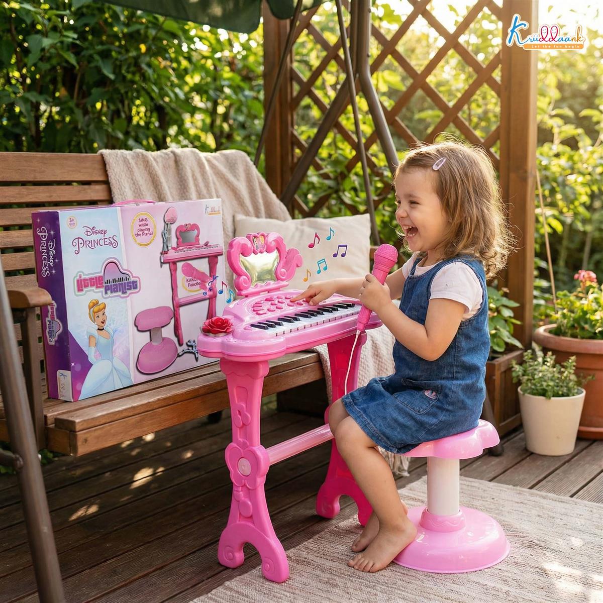 Kriiddaank Disney Princess Little Pianist Keyboard Toy with Microphone & Stool