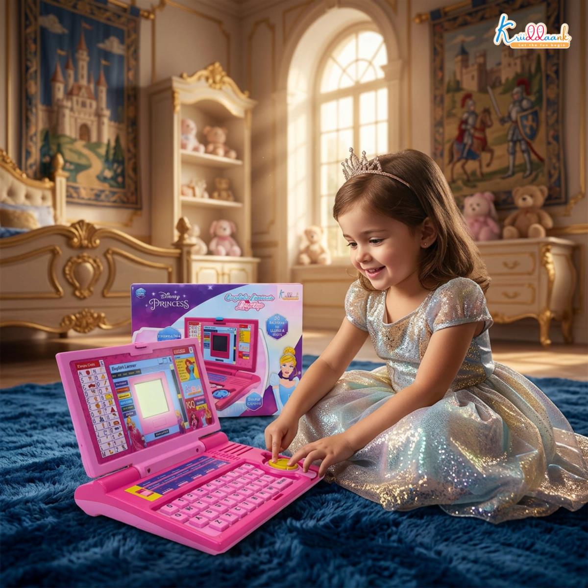 Kriiddaank Disney Princess Interactive English Learning Laptop for Toddlers
