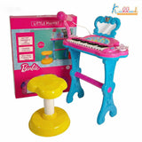 Kriiddaank Mattel Barbie Theme Little Pianist Keyboard with Microphone & Stool