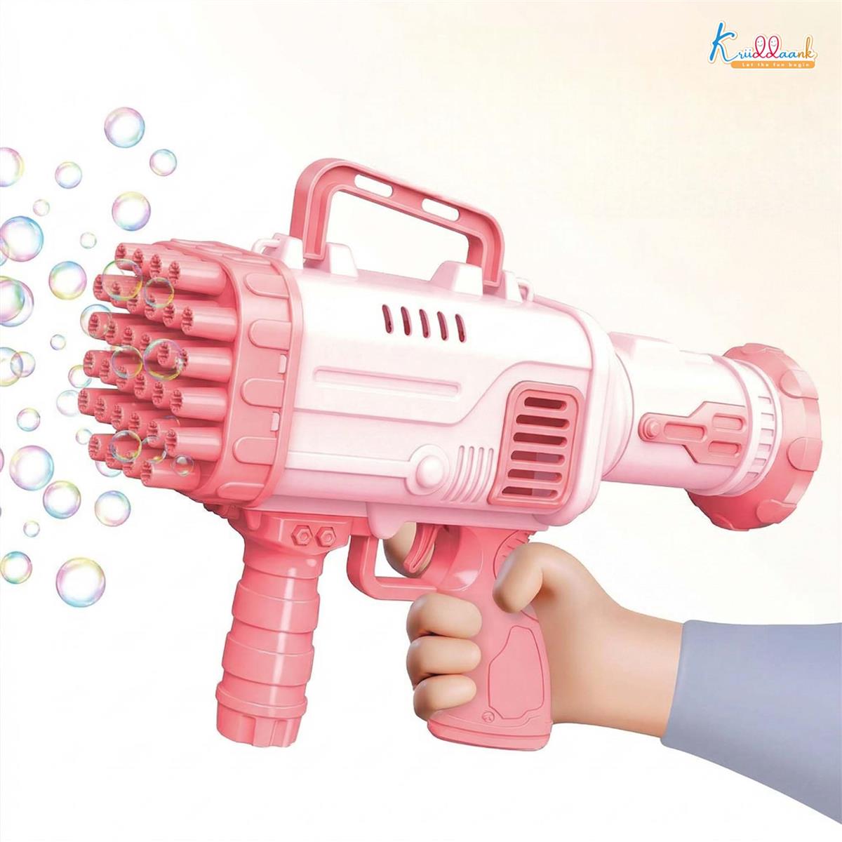 Kriiddaank Automatic 36-Hole Bubble Gun Blaster for Kids | Musical Battery Operated Bubble Blower Machine with Solution & Tray