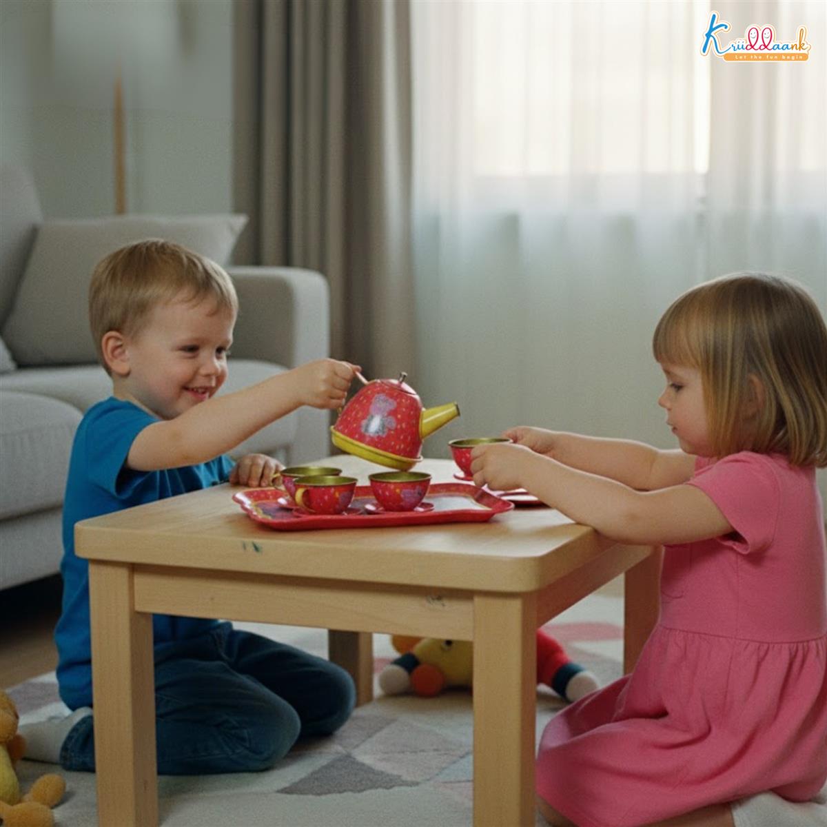 Kriiddaank Peppa Pig 14-Piece Portable Tin Tea Set for Kids