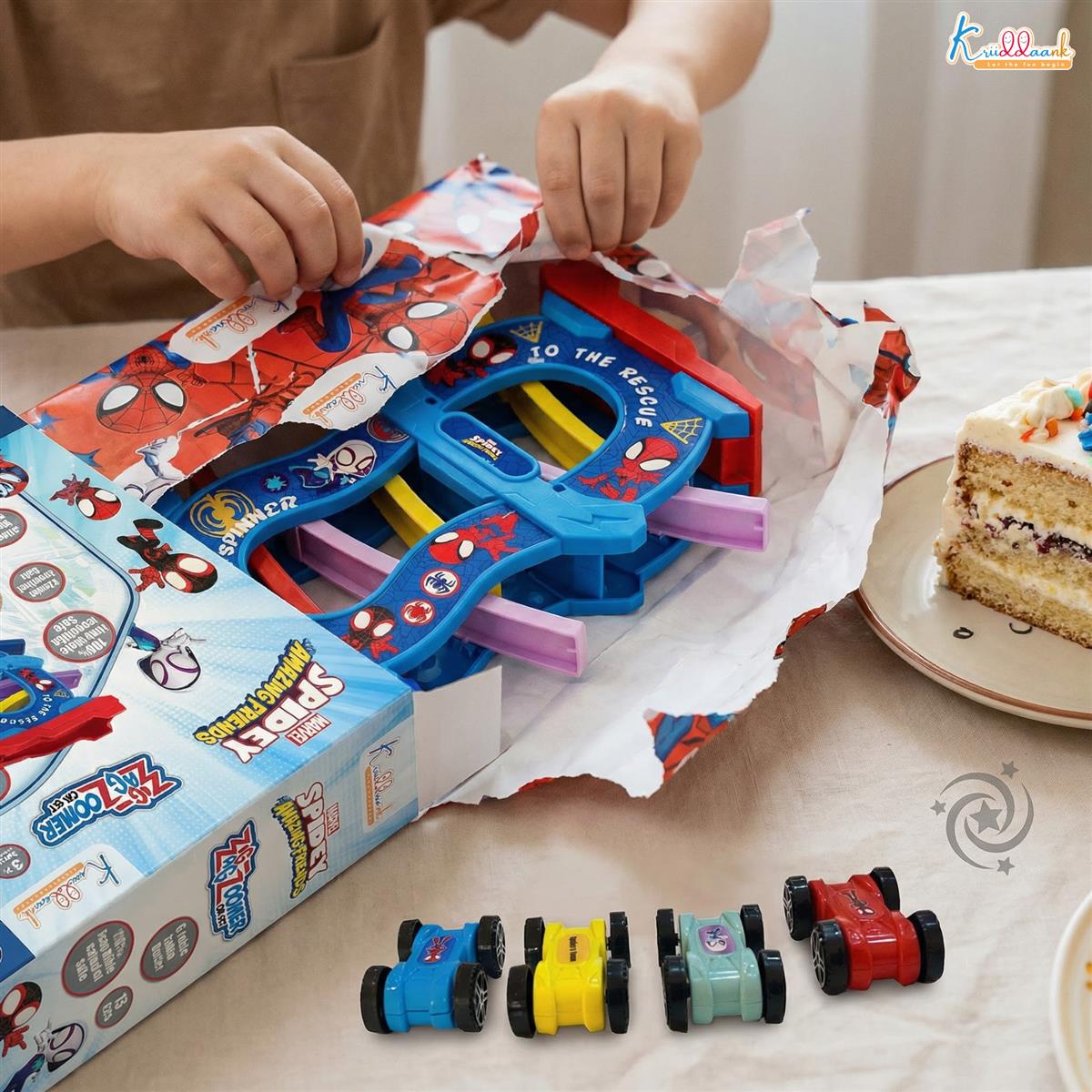 Kriiddaank Zig Zag Zoomer Spiderman Ramp Racer Car Set