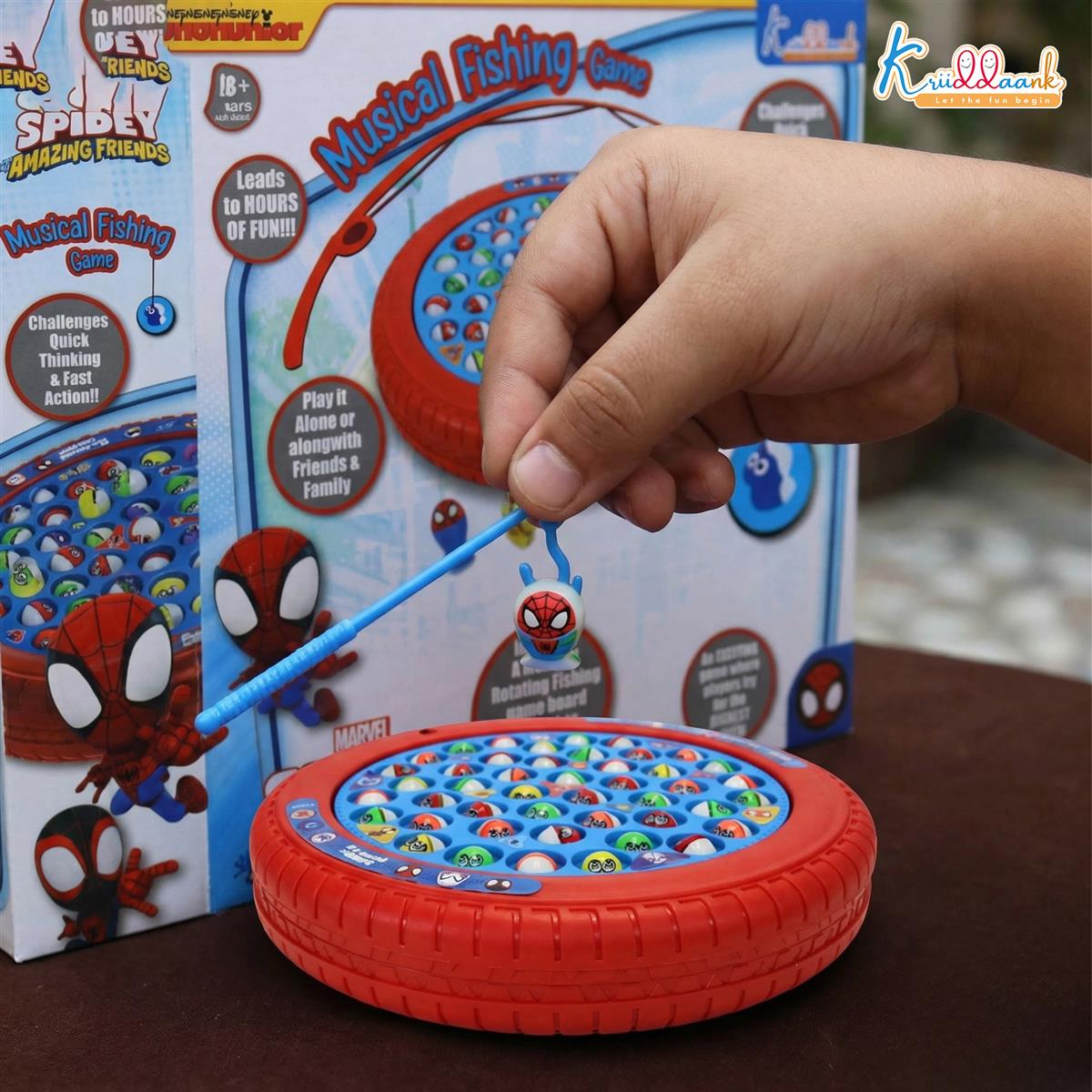 Kriiddaank Spiderman Theme Musical Rotating Fishing Game for Kids