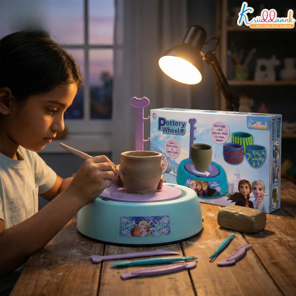 Kriiddaank Frozen Theme Pottery Wheel Kit for Kids