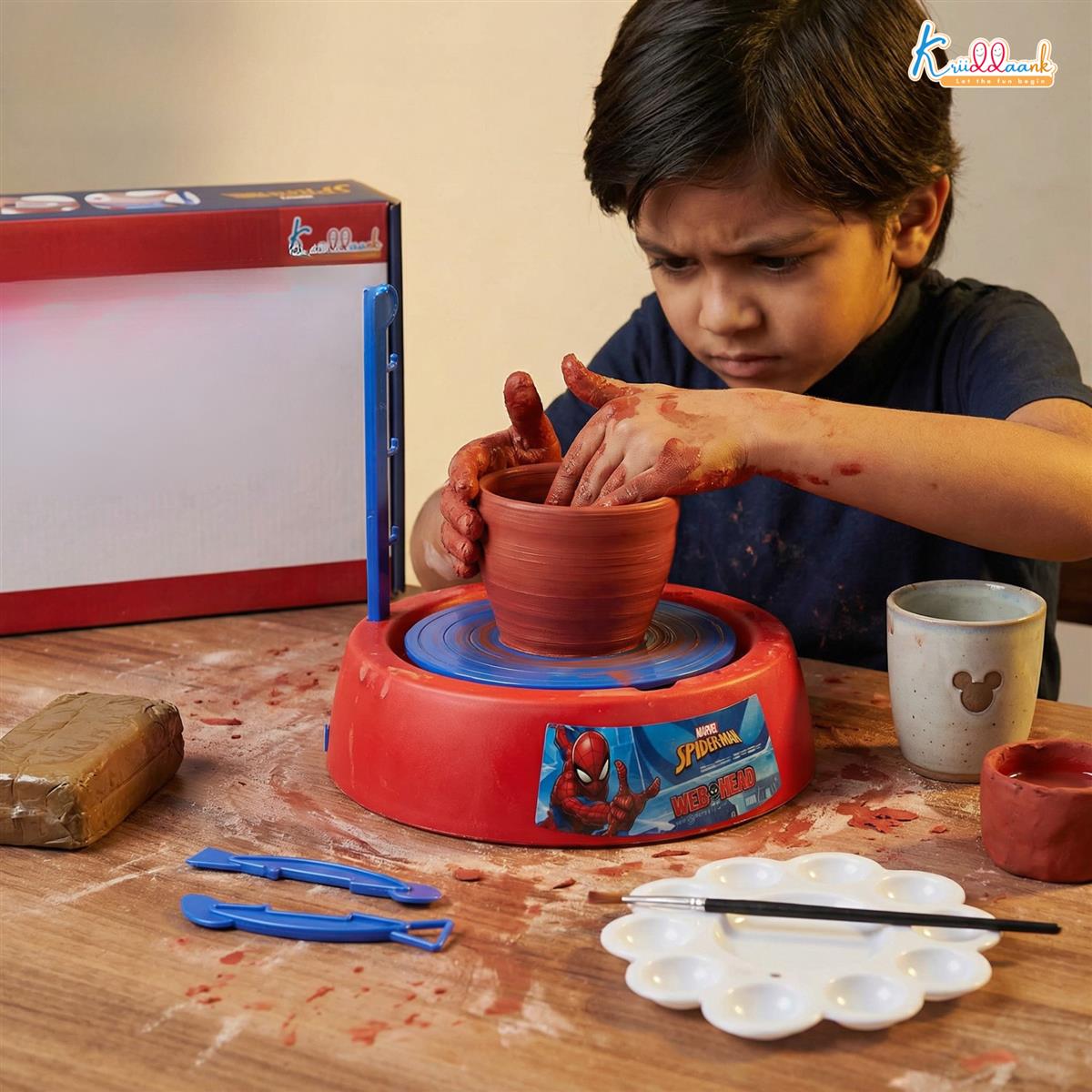 Kriiddaank Spiderman Pottery Wheel Modeling Set for Kids