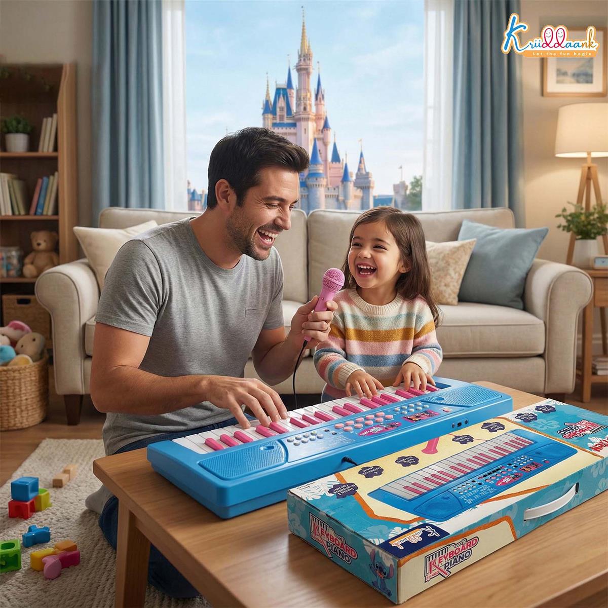 Kriiddaank Stitch Keyboard Piano for Kids - 37 Keys Electronic Organ with Microphone