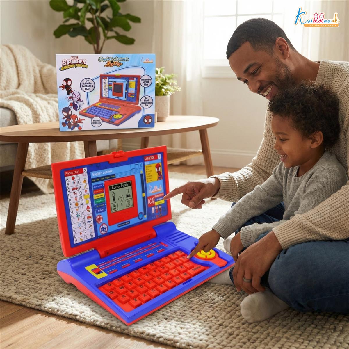 Kriiddaank Spiderman Educational Laptop, Red & Blue