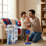 Kriiddaank Spiderman Microphone Stand for Kids - Portable Karaoke Set with Adjustable Stand (up to 106cm)