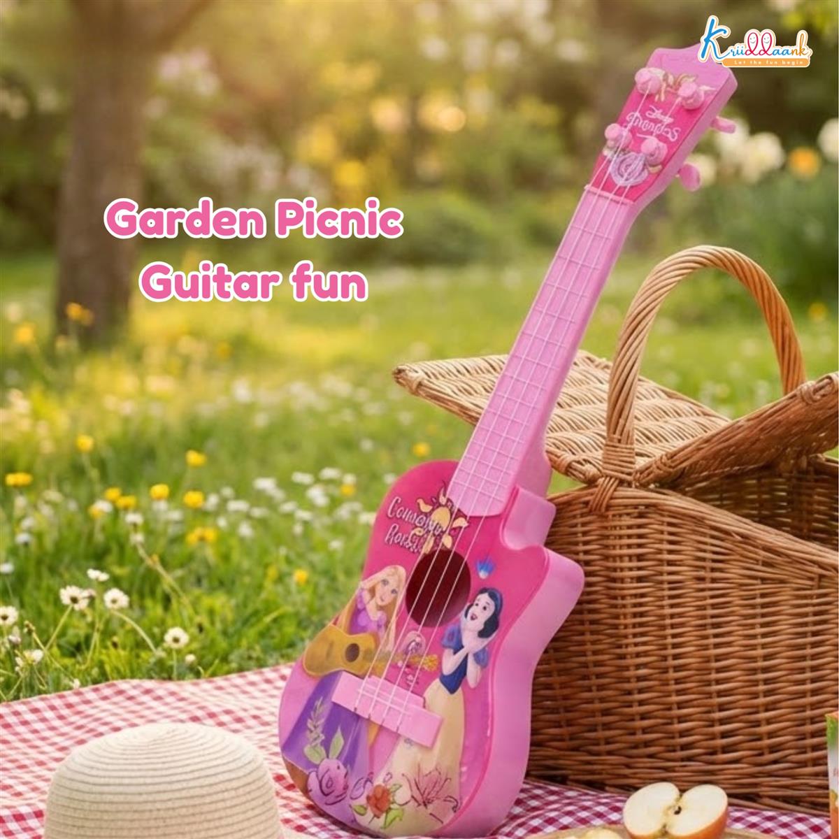 Kriiddaank Disney Princess Theme 4-String Toy Guitar for Girls