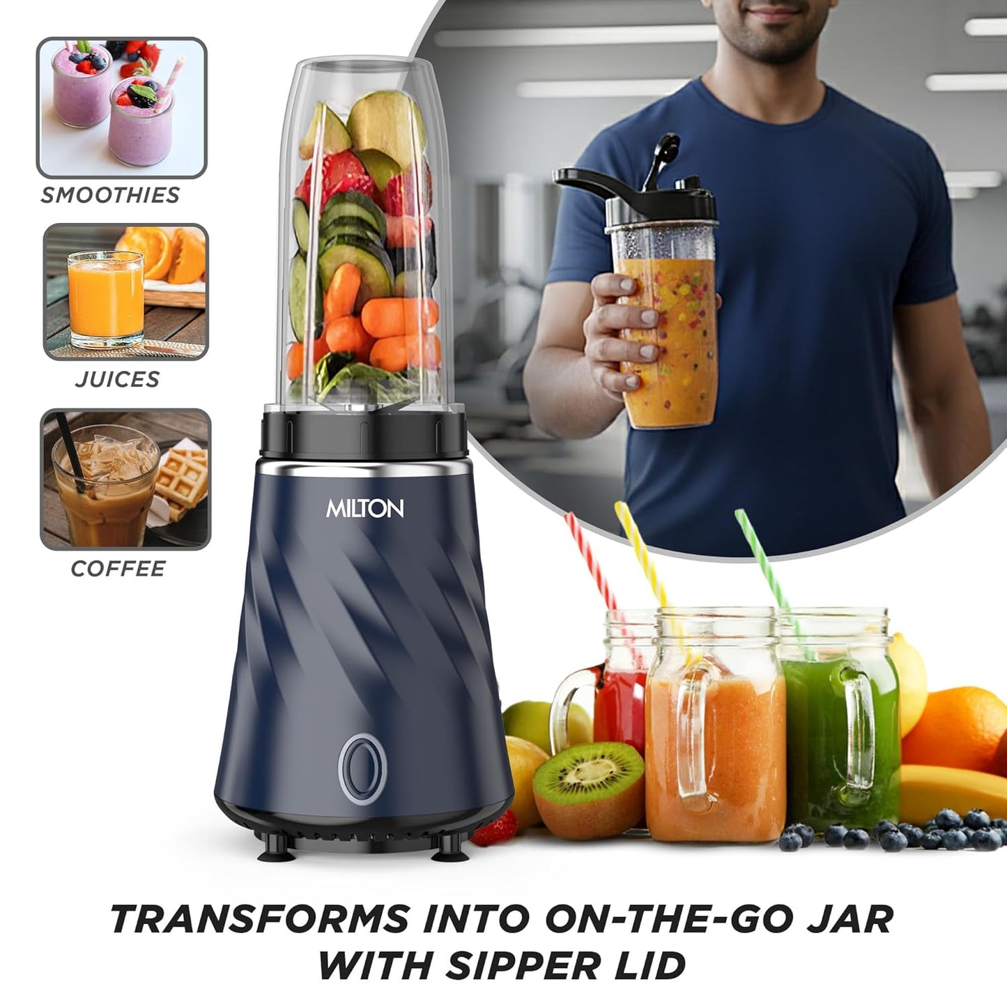 Milton MiniQ Mini Mixer Black 2Jar