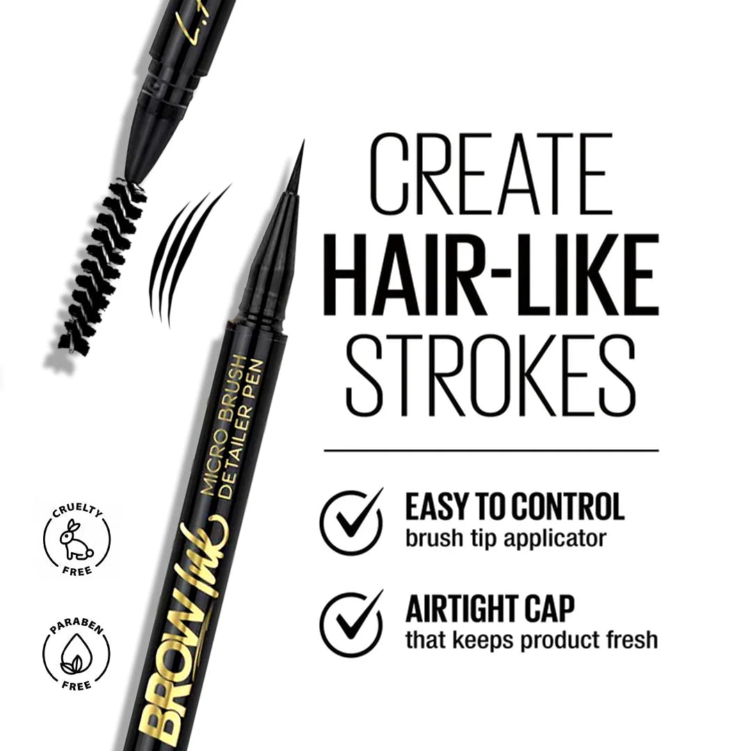 L.A. Girl Brow Ink Micro Brush Detailer Pen-Soft Brown