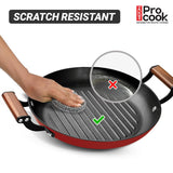 Milton Cast Iron Grill Pan with Enamel Coating Red
