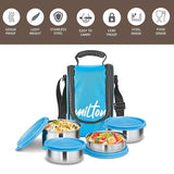 Milton Tasty Lunch Steel Tiffin Box Cyan 4pcs set