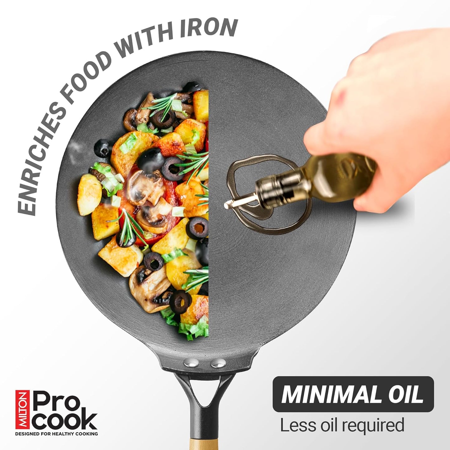 Milton Cast Iron Concave Tawa with Enamel Coating