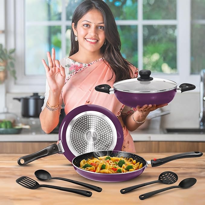 Milton Kitchen Jewel Plus Cookware Set  Purple 5 Pcs