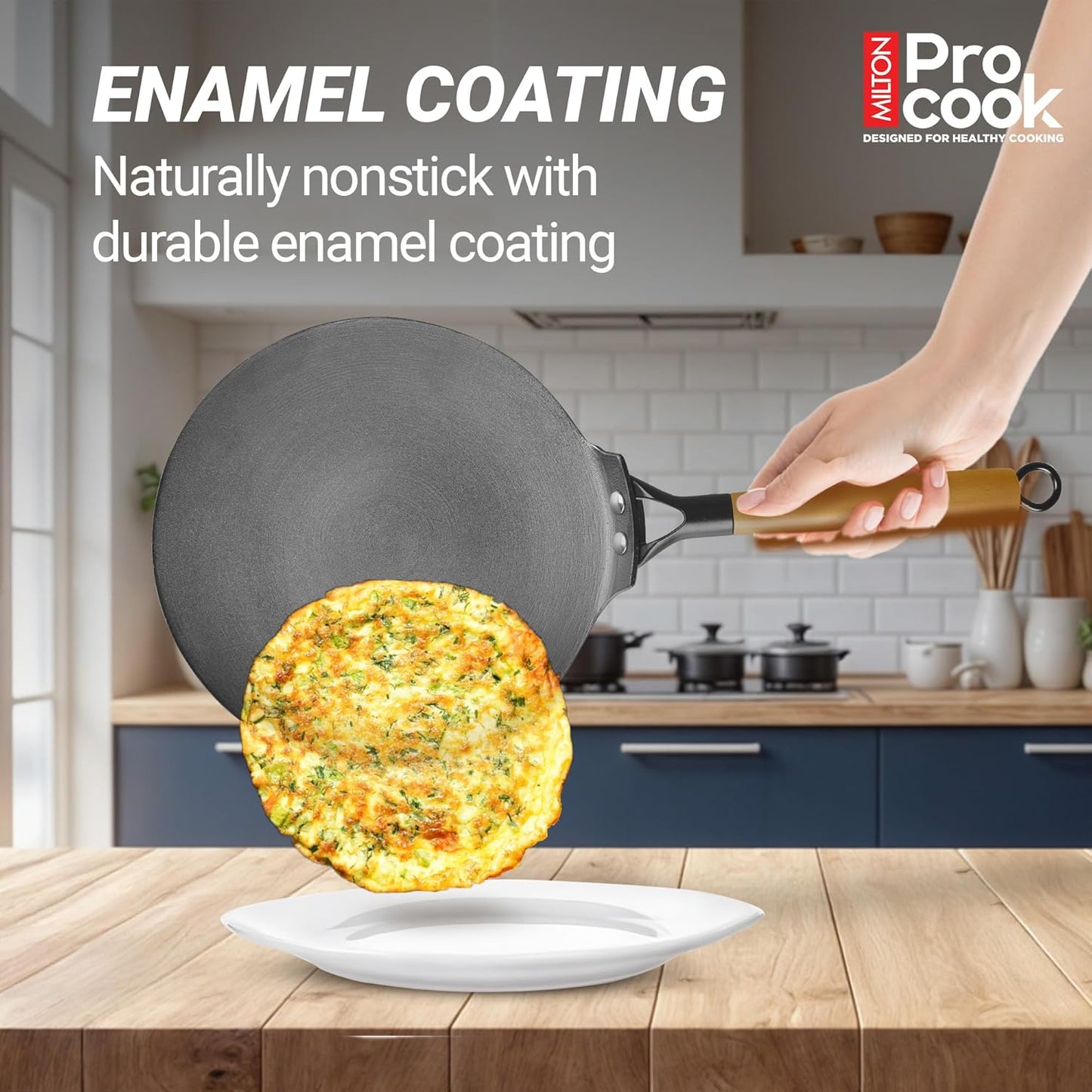 Milton Cast Iron Concave Tawa with Enamel Coating