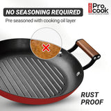Milton Cast Iron Grill Pan with Enamel Coating Red
