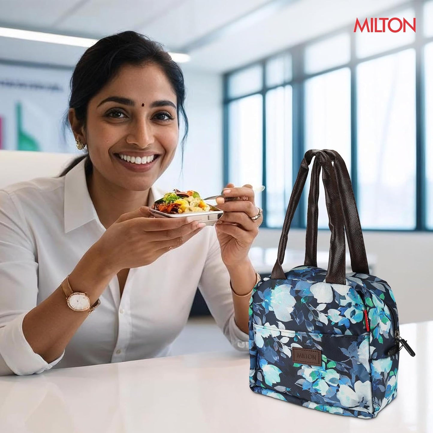 Milton Floral Lunch Bag Navy Blue