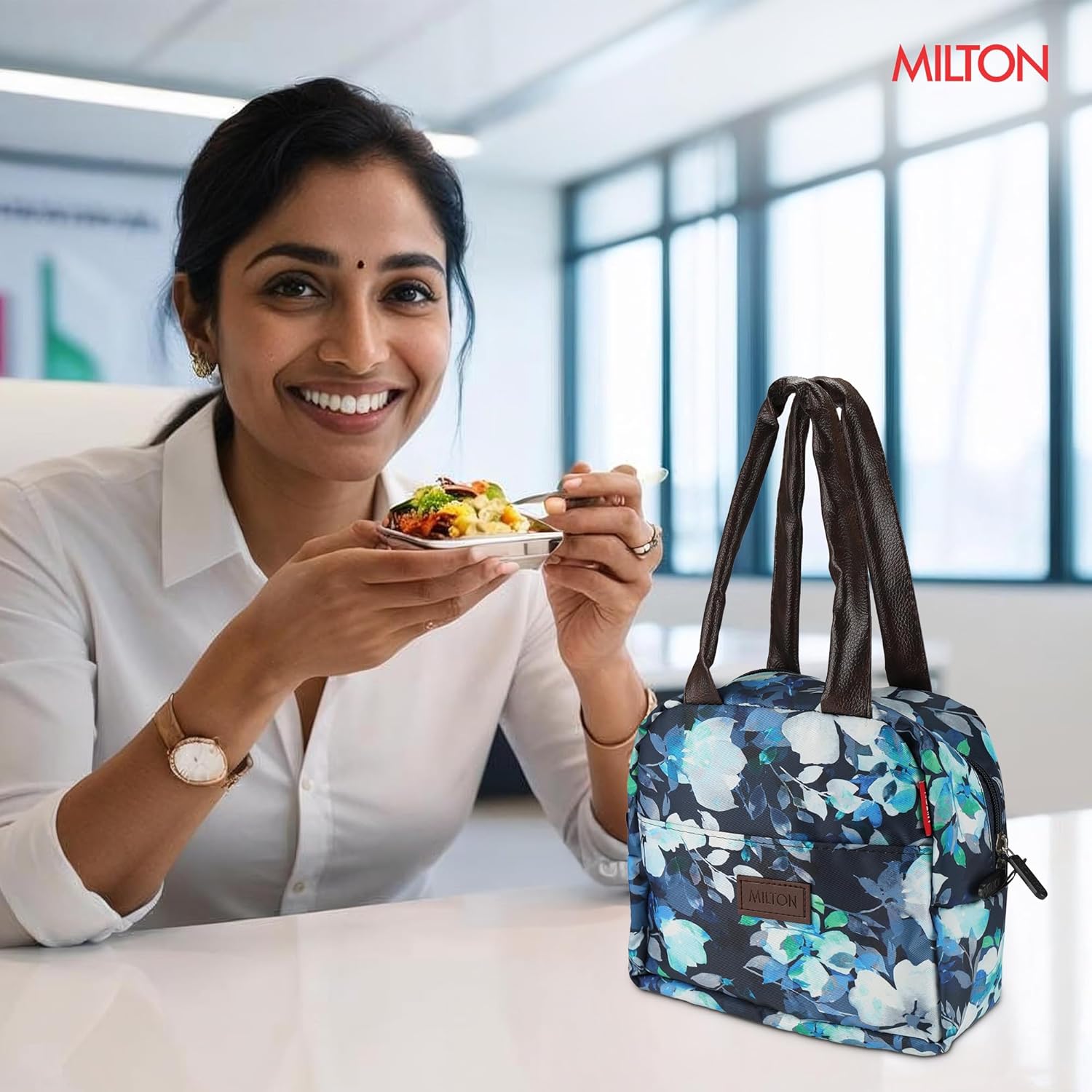Milton Floral Lunch Bag Navy Blue