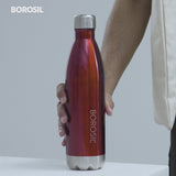 Borosil Bolt Trans Double Wall Bottle, Red