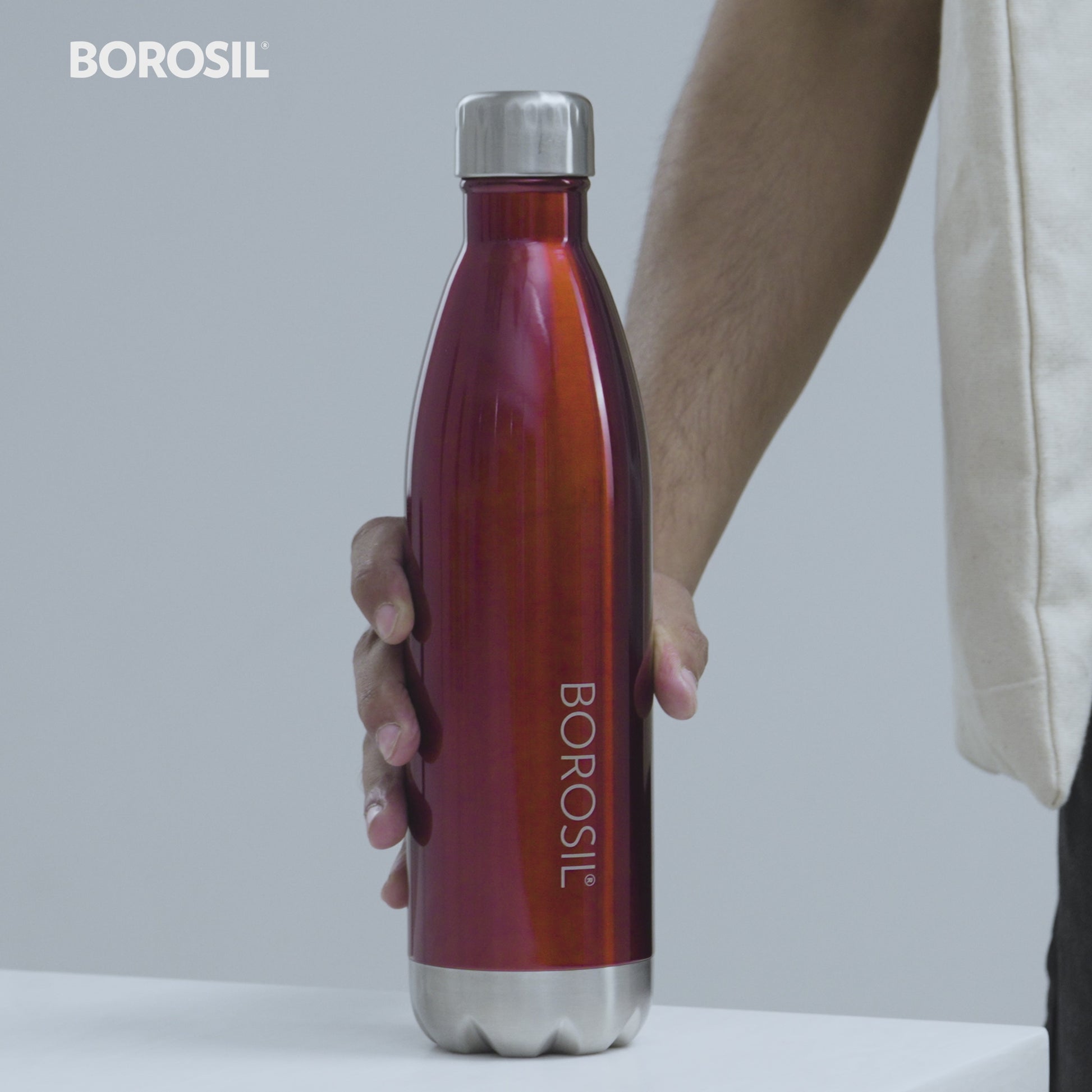 Borosil Bolt Trans Double Wall Bottle, Red