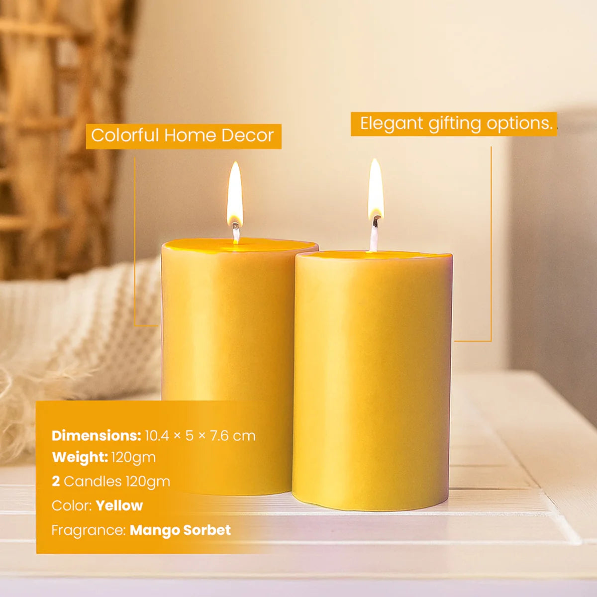IRIS Mango Sorbet Fragranced Pillar Candles 120gm
