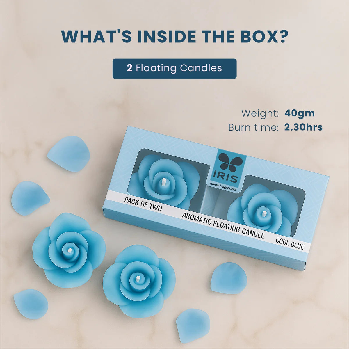 IRIS Cool Blue Aromatic Floating Candles 40GM