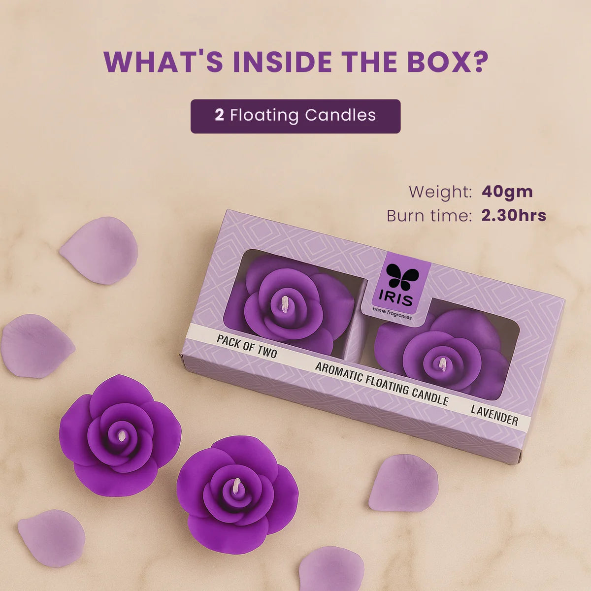 IRIS Lavender Aromatic Floating Candles 40GM