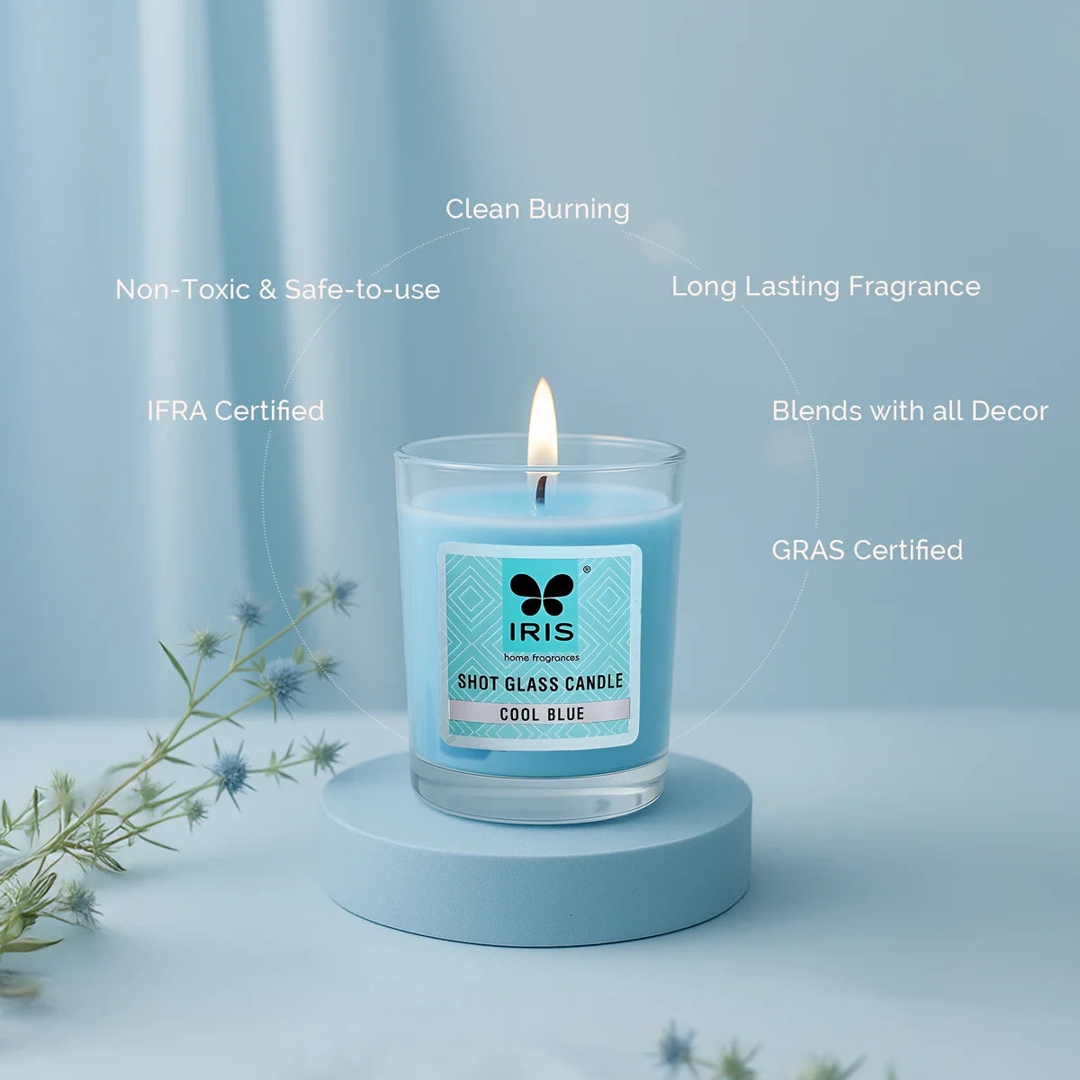 IRIS Shot Glass Candle - Cool Blue 40gm