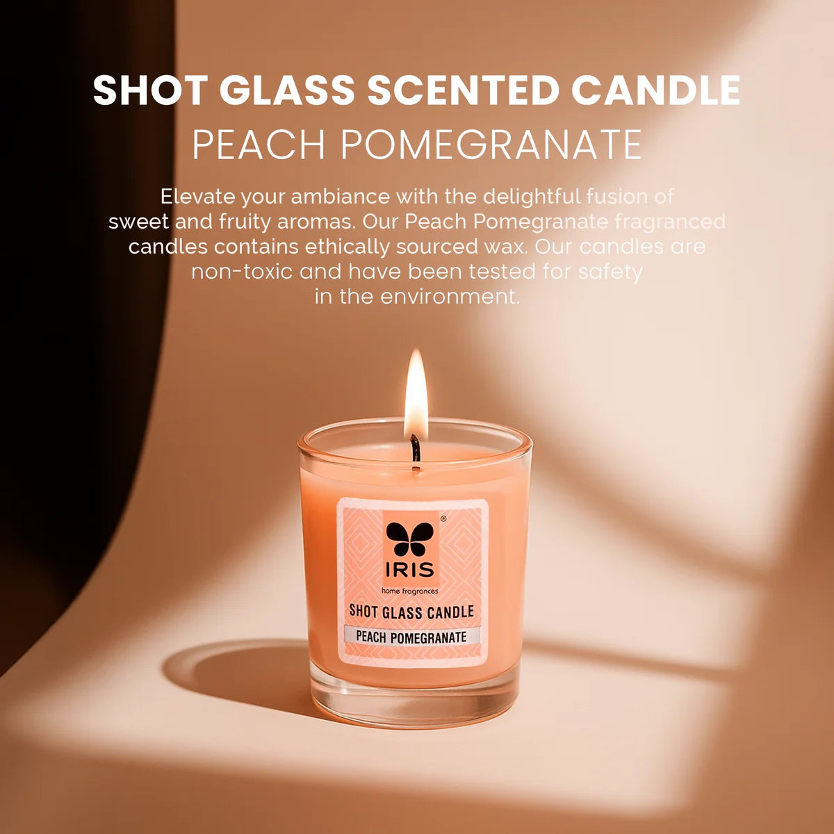 IRIS Shot Glass Candle - Peach Pomegranate 40gm