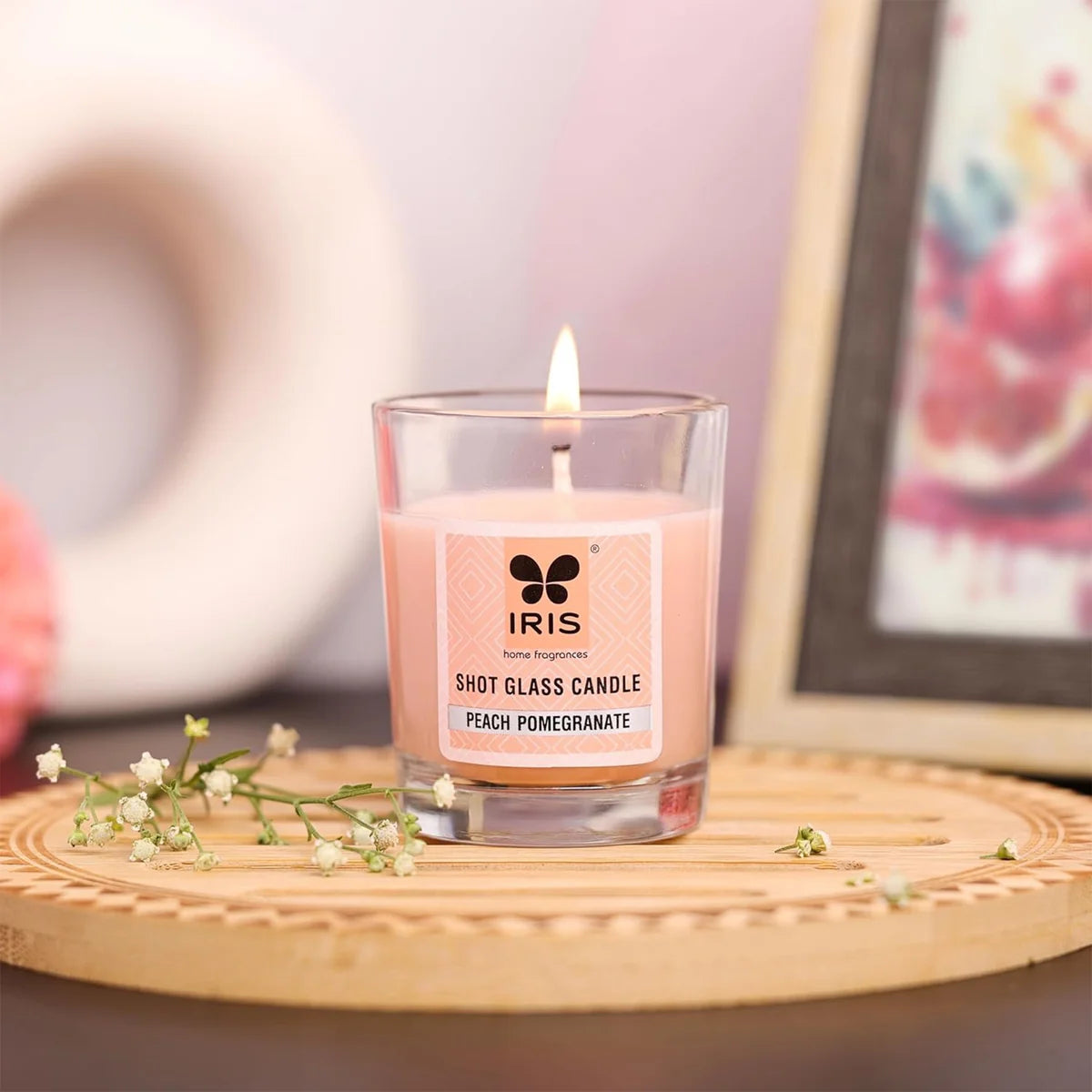 IRIS Shot Glass Candle - Peach Pomegranate 40gm
