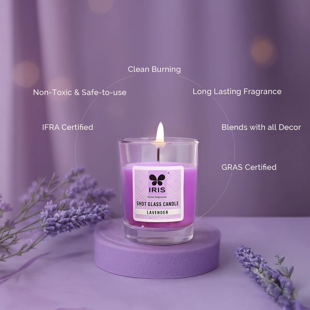 IRIS Shot Glass Scented Candle - Lavender 40gm