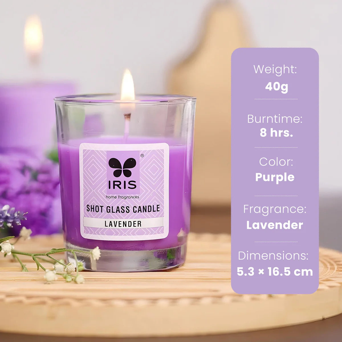 IRIS Shot Glass Scented Candle - Lavender 40gm