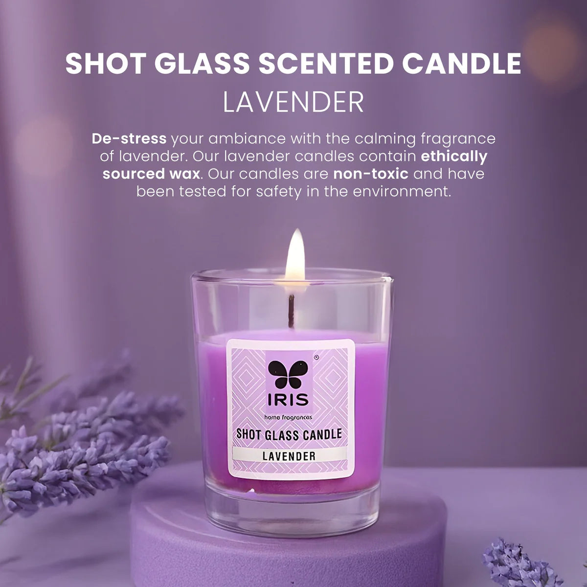 IRIS Shot Glass Scented Candle - Lavender 40gm