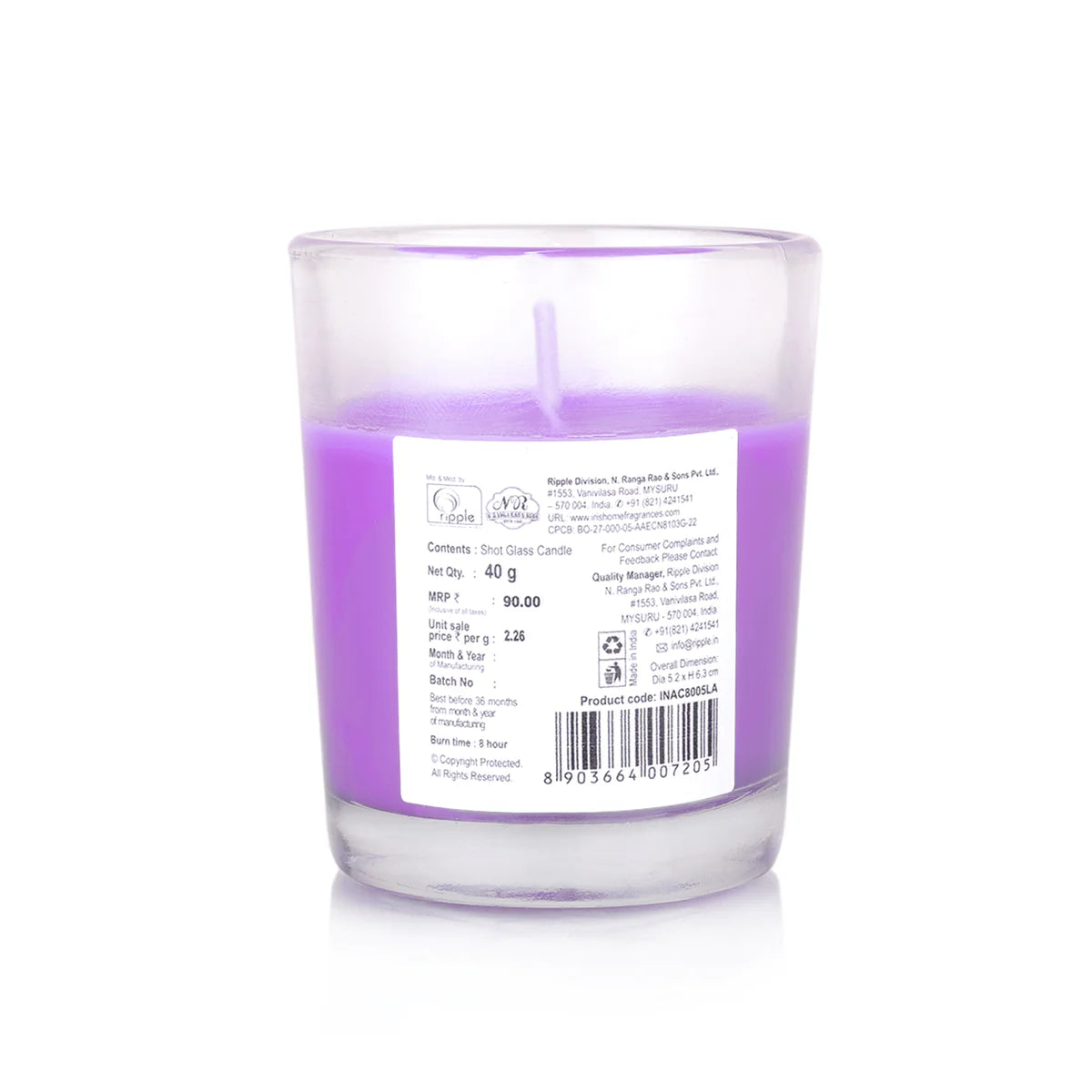 IRIS Shot Glass Scented Candle - Lavender 40gm