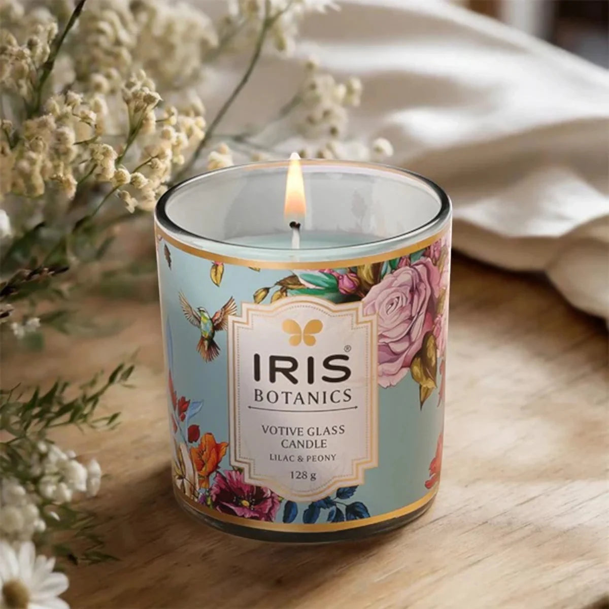 IRIS Botanics Votive Glass Candle 128gm