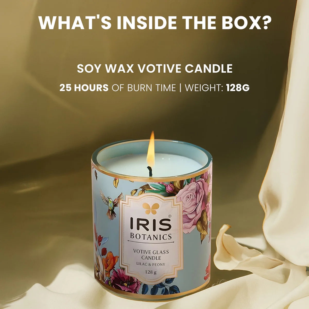 IRIS Botanics Votive Glass Candle 128gm