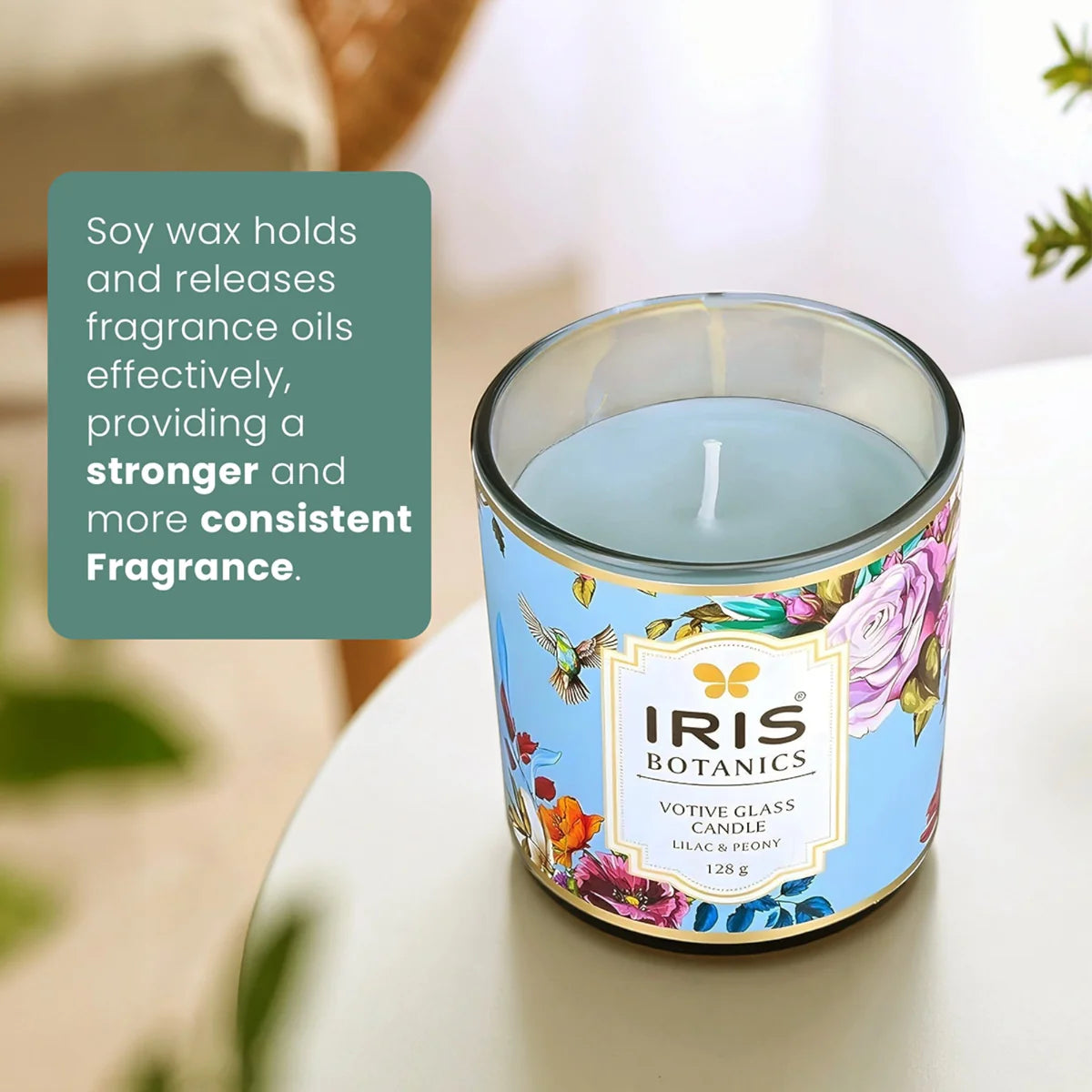 IRIS Botanics Votive Glass Candle 128gm