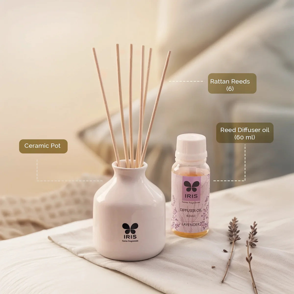 IRIS Lavender Reed Diffuser Set 60 Ml