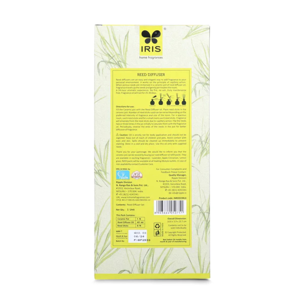 IRIS Lemongrass Reed Diffuser 45ml